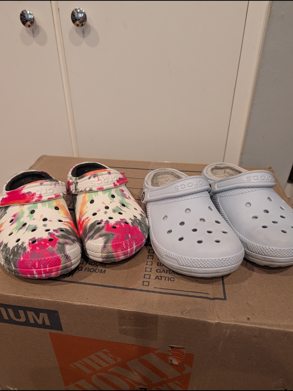 CROCS Kids Tie-Dye Pink & Light Blue Slip-On Clogs